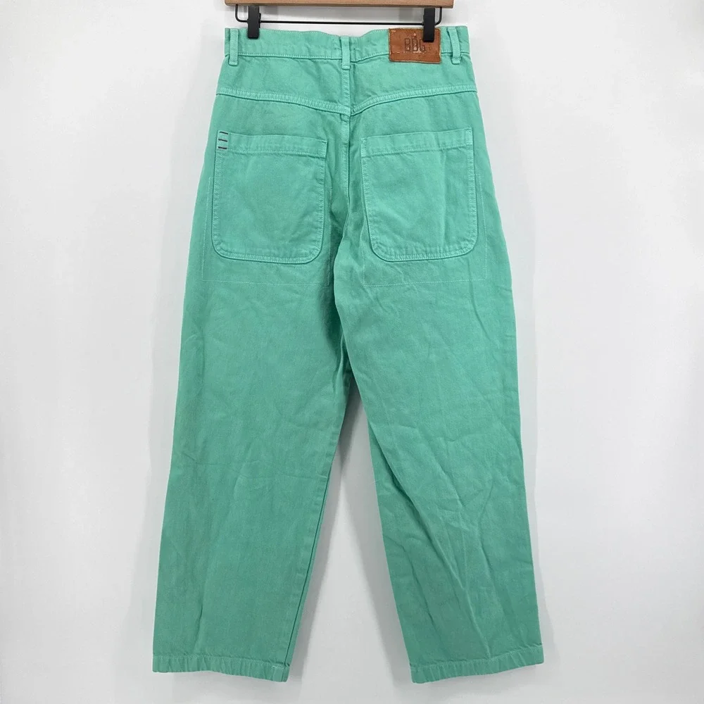 BDG Urban Outfitters High Waisted Cargo Pants Green Cotton Utility Wide Leg 27